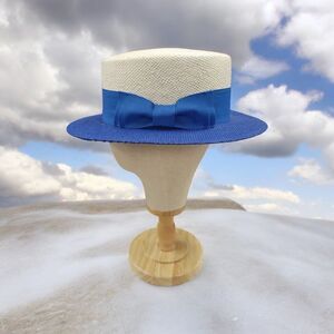 MEN'S BRUNO CAPELO BOATER TWO-TONE STRAW FLAT 2.25" BRIM SKIMMER. BC-702.